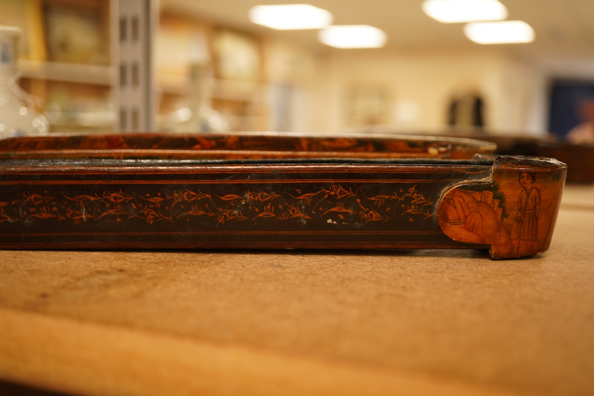A 19th century Persian scribe’s pen box (qalamdan), 22.5cm long